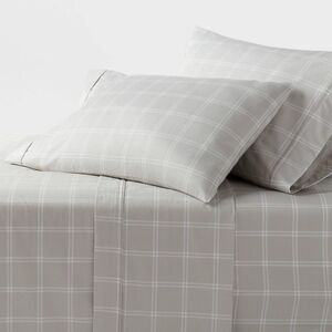 Threshold - Twin/Twin XL 400 Thread Count Performance Sheet Se Gray Plaid